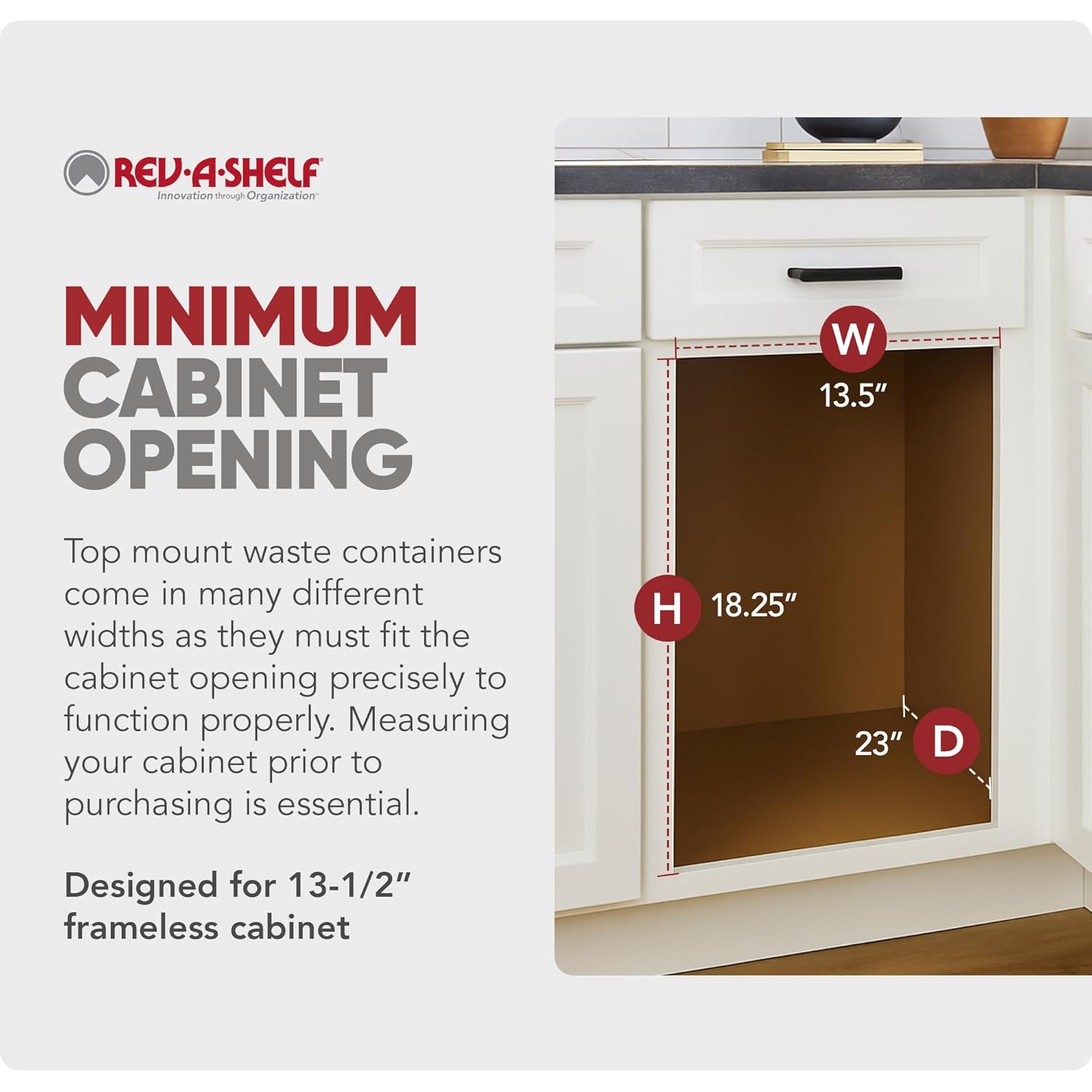 Rev-A-Shelf Top Mount Double Pullout Under Cabinet 27 Quart Kitchen Trash Cans, 150 Pound Rated Full-Extension Slides, 4WCTM-15DM2-343-FL