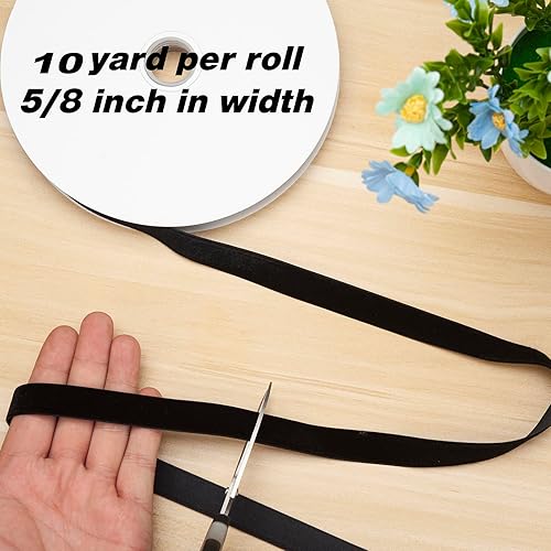 Miniatura 2 de Cinta de terciopelo negro, cinta de terciopelo de Navidad de 58 pulgadas, 10 yardas de cintas vintage para envolver regalos, lazos de árbol de