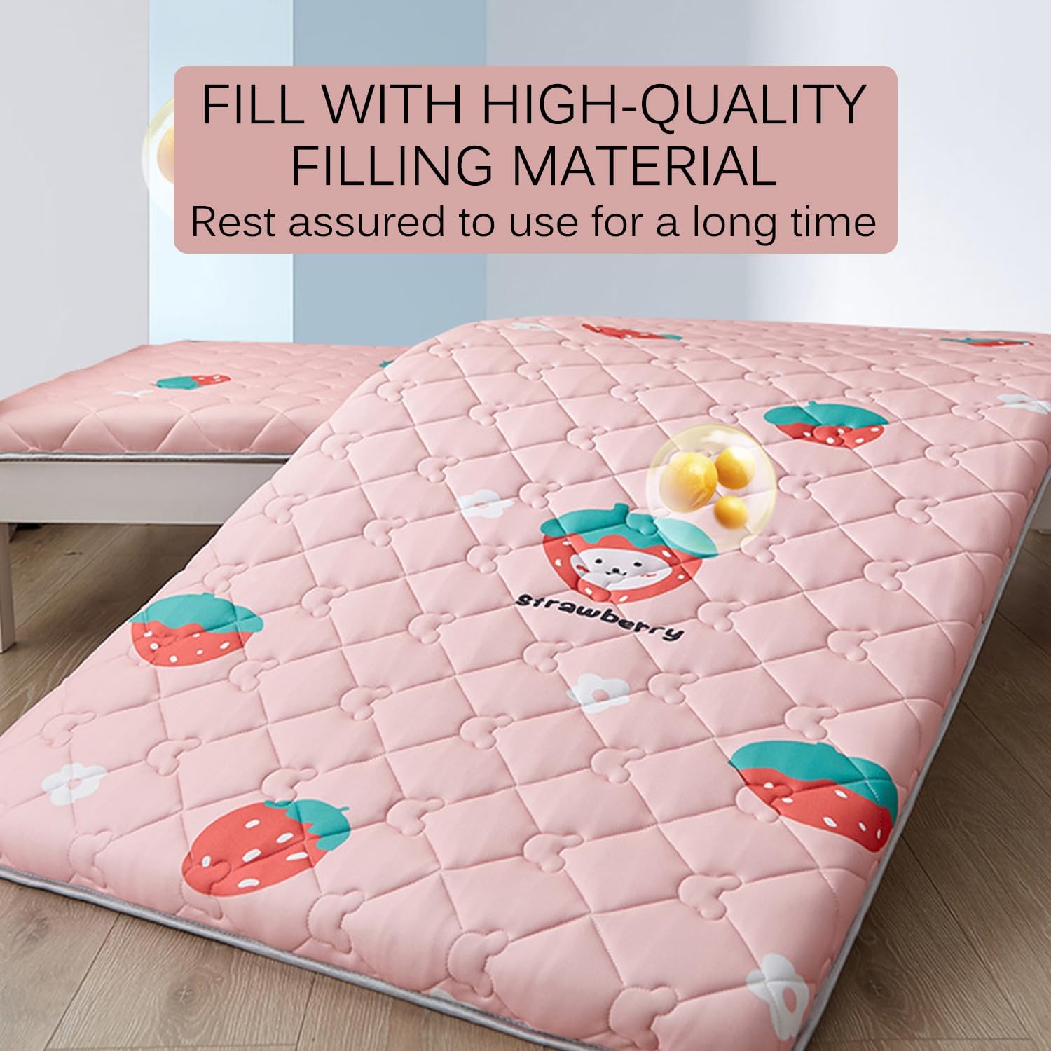 D,135x190cm, Futon Mattress Topper Traditional Japanese Floor Mattress Pad Comfortable and Soft with Cute Pattern Thick 3Cm Folding Sleeping Pad Floor Guest Bed for Dormitory