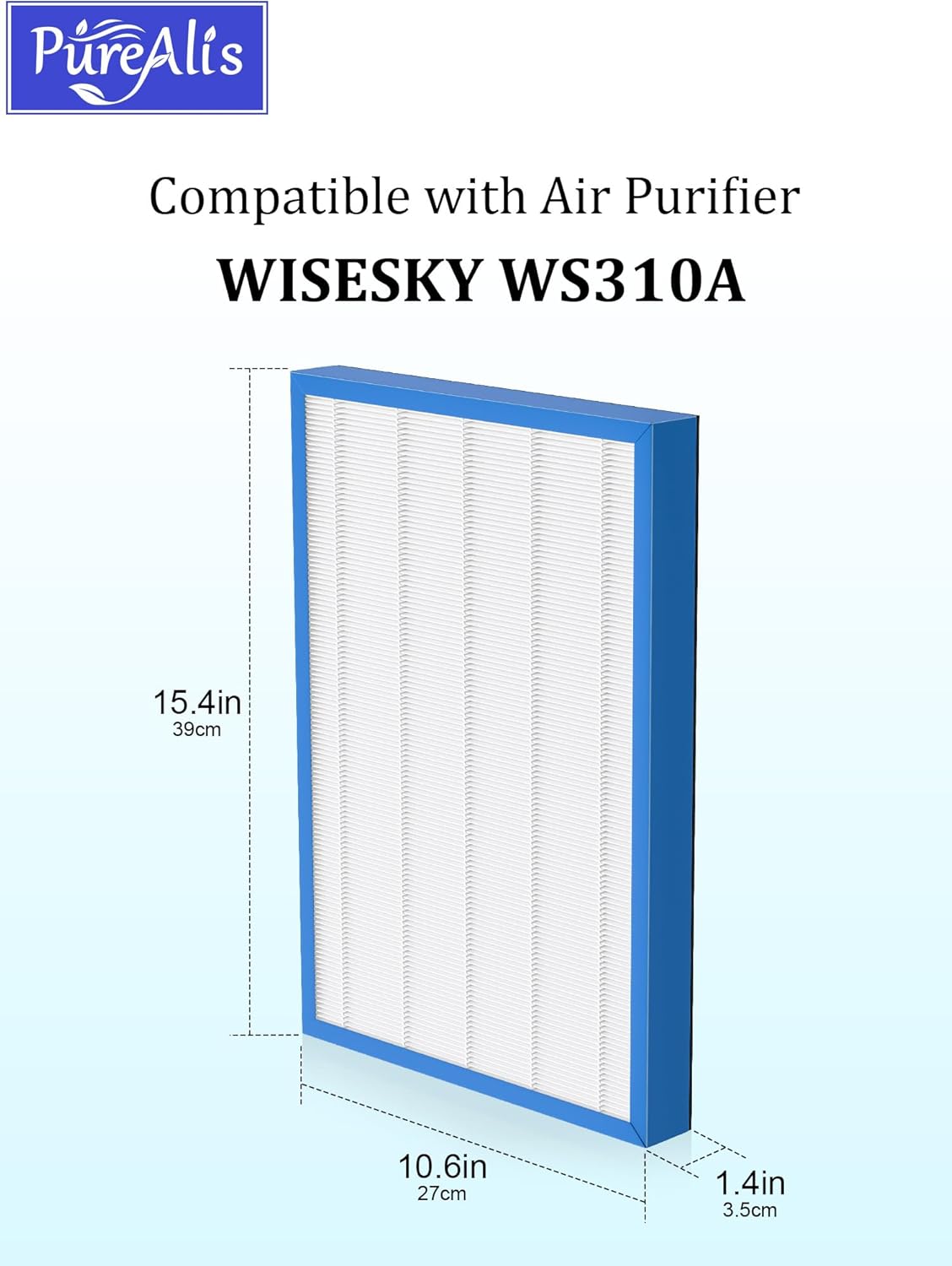 WS310A Replacement Filter Compatible with WISESKY WS310A Air Purifier, 3-in-1 Filter with Activated Carbon, 2-Pack