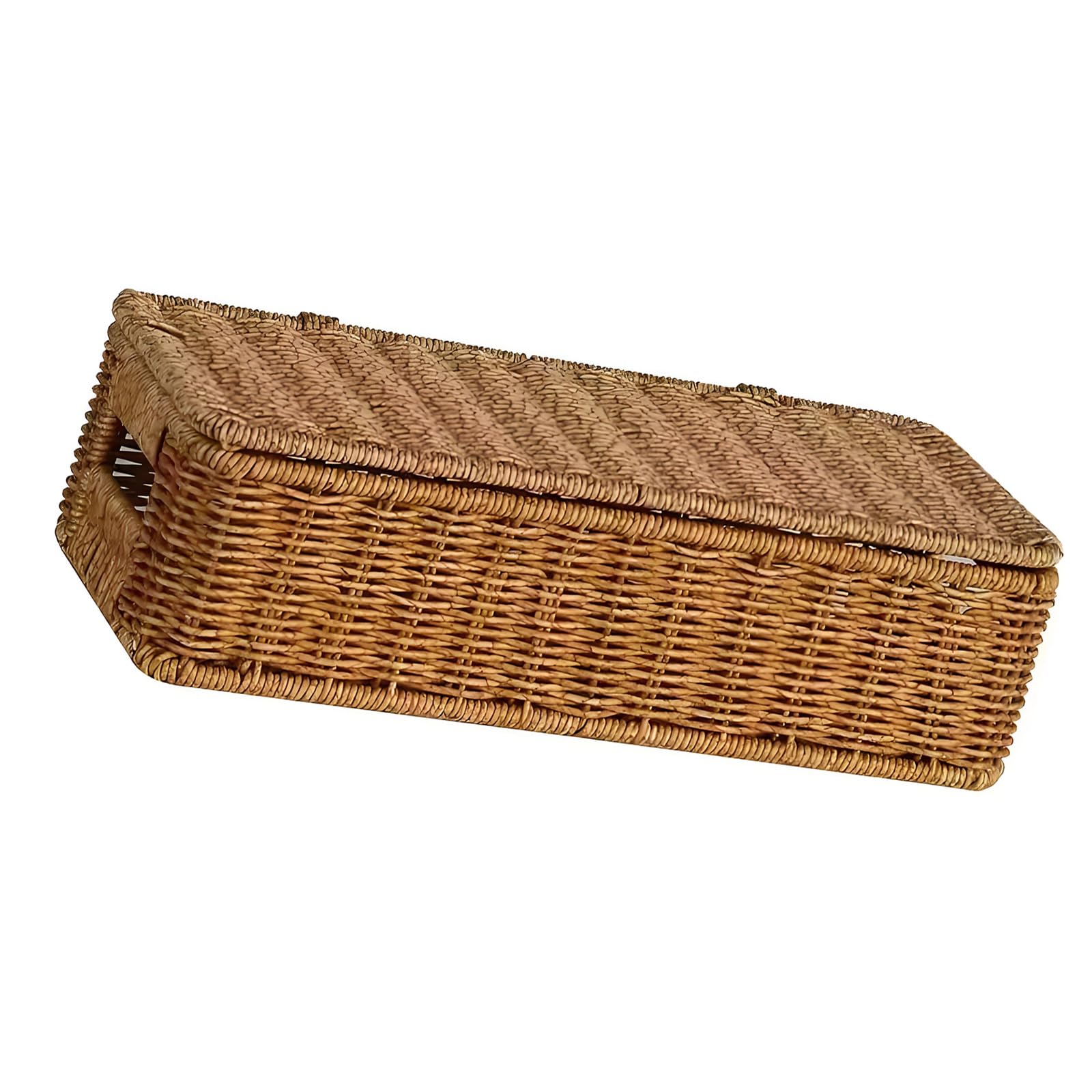 Modern Woven Plastomer Storage Crate with Top Perfect for Seasonal Clothes and Memories Safekeeping Rattan Weave Storage Basket