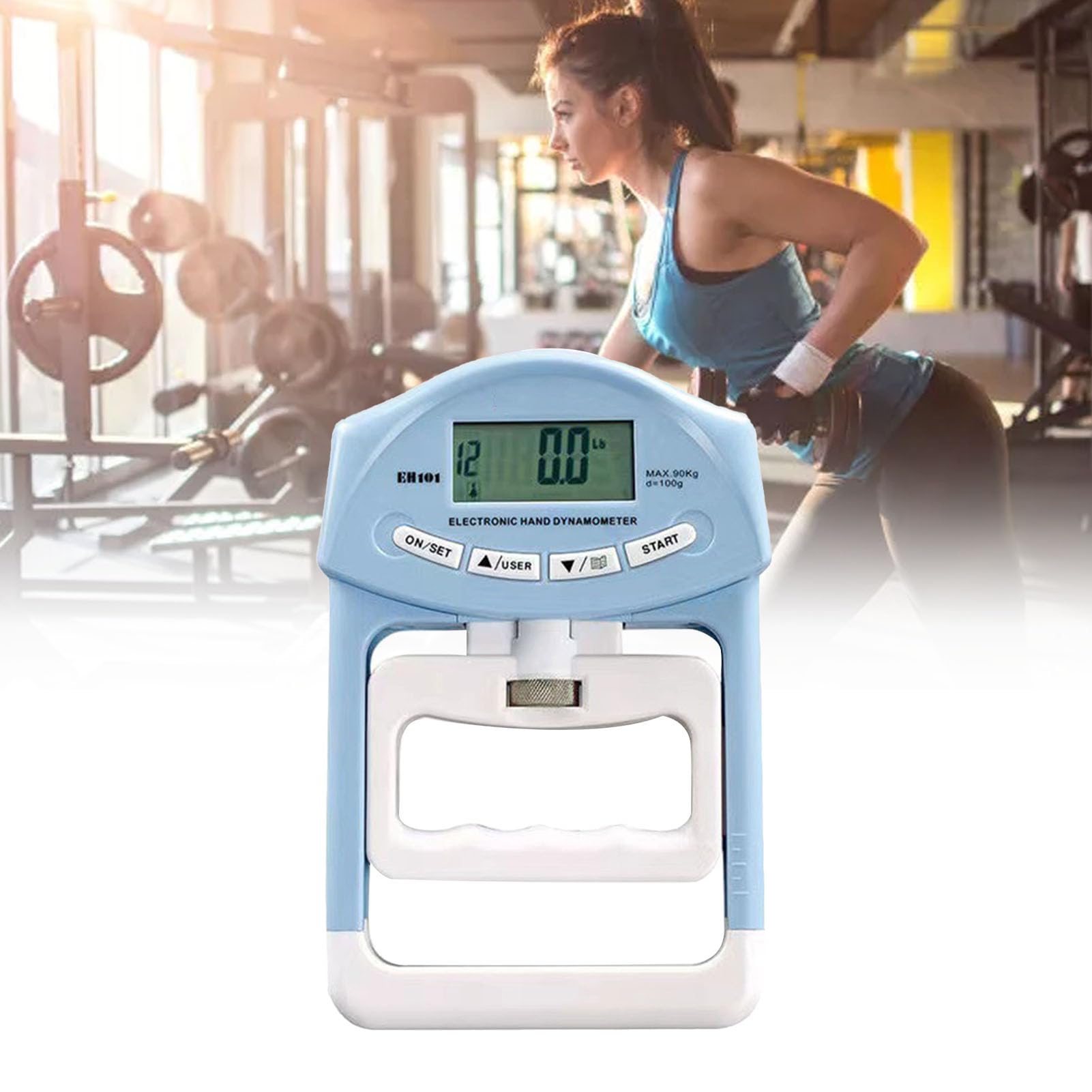 Dinamómetro de Mano Digital con Agarre Ajustable para Medición de Fuerza - Probador de Fuerza Electrónico con Pantalla LCD para Entrenamiento de Rehabilitación, Material ABS, 195x125x30 Mm