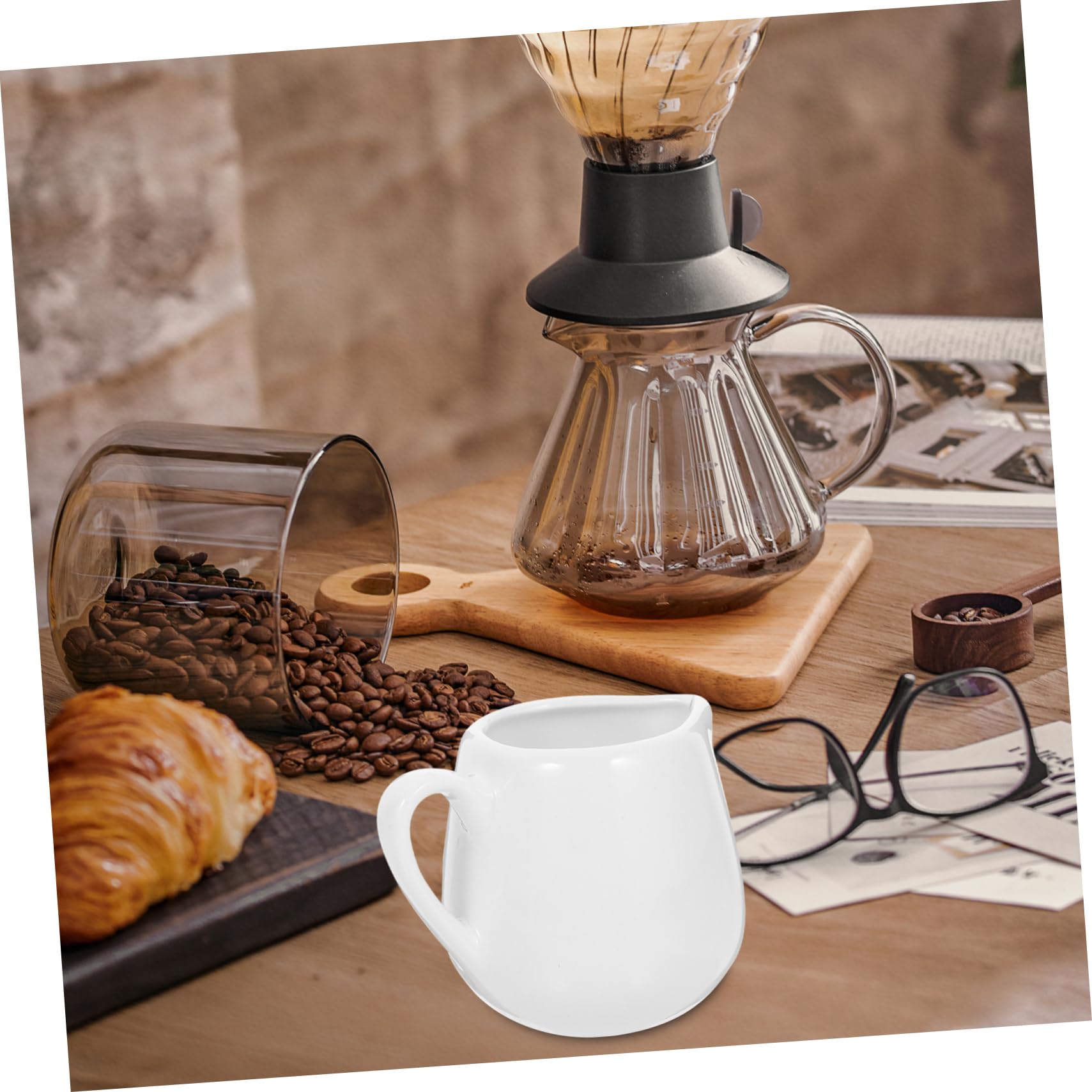 KICHOUSE Ceramic Sauce Jugs 4 Pcs Mini Milk Jugs Kitchen Storage Comfort Grip Handle