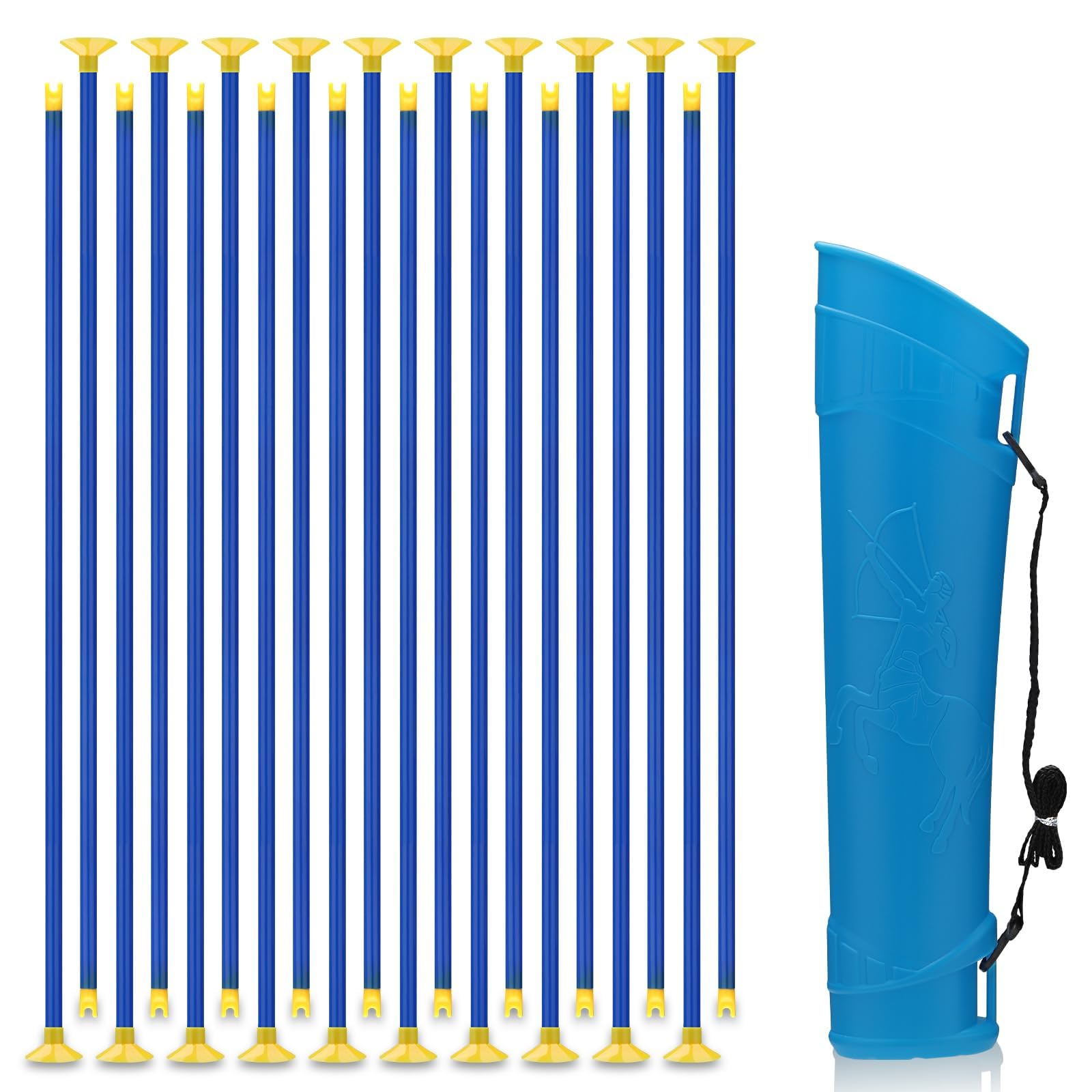 Remplacement Ventouse Flèches, 20 Flèches Plastique Ventouse Jouet avec Carquois, Accessoires de Tir à Larc, 42 cm, Enfants Tir À l'arc Ensemble Flèches pour Garçons et Filles