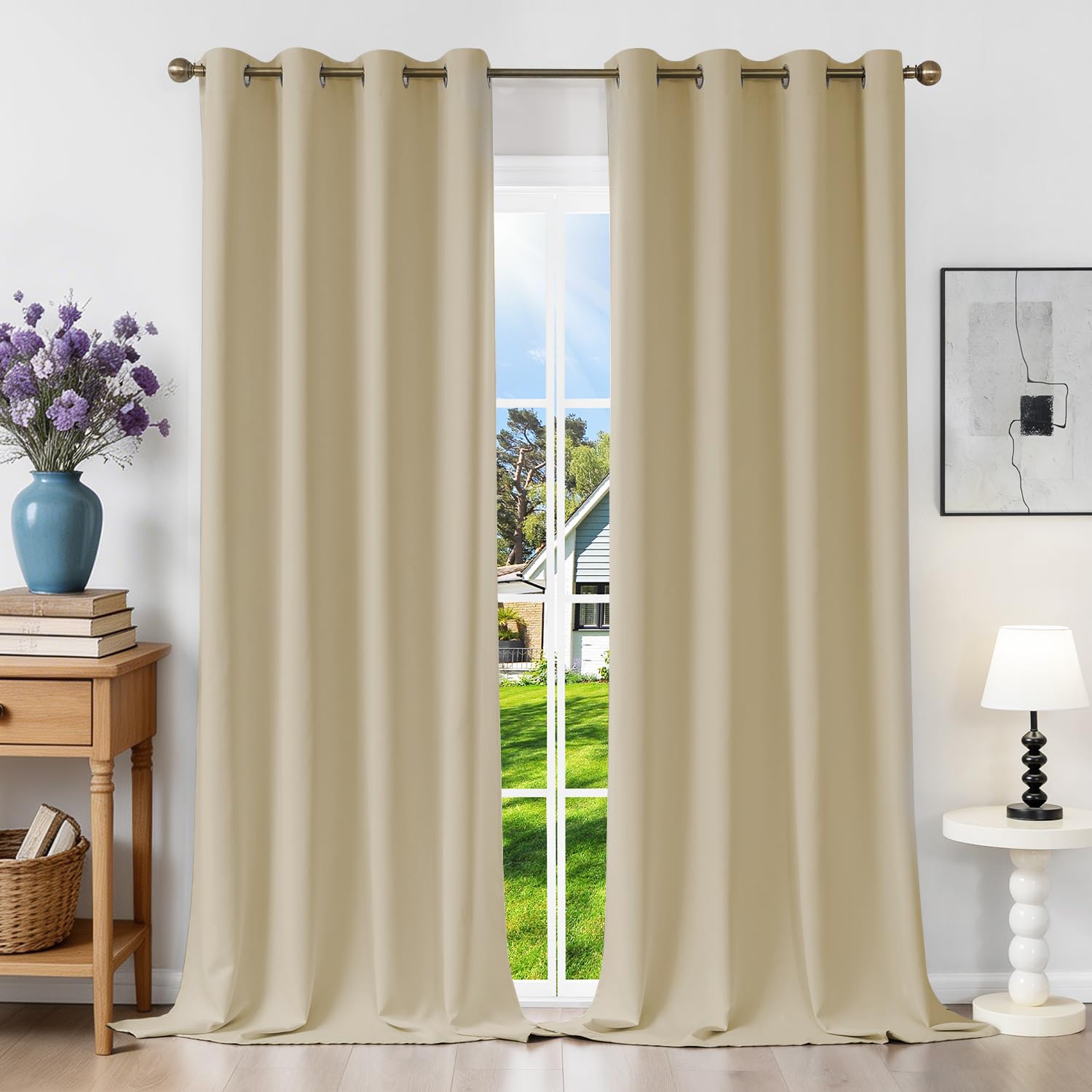Runyéla Verdunklungsvorhänge mit Ösen Gardinen 2er Set, Vorhänge Blickdicht Thermovorhang Hitzeschutz, Ösenvorhang Thermogardine für Schlafzimmer Wohnzimmer Blackout Curtain