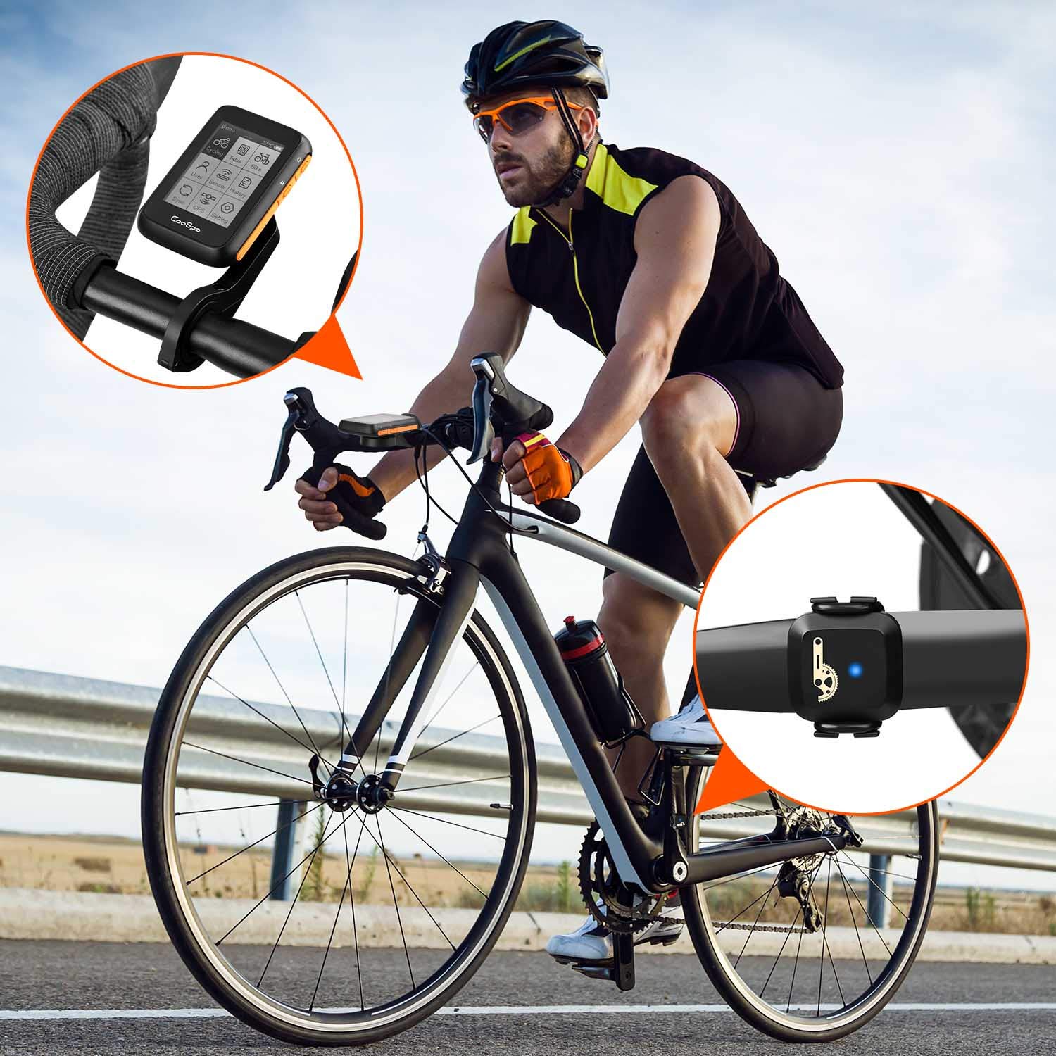 COOSPO BC200 Ciclocomputer GPS Bluetooth 5.0 ANT+, Computer Bicicletta Senza Fili Wireless con LCD schermo 2.4" Retroilluminazione Automatica, Tachimetro Contachilometri Bici Impermeabile IP67