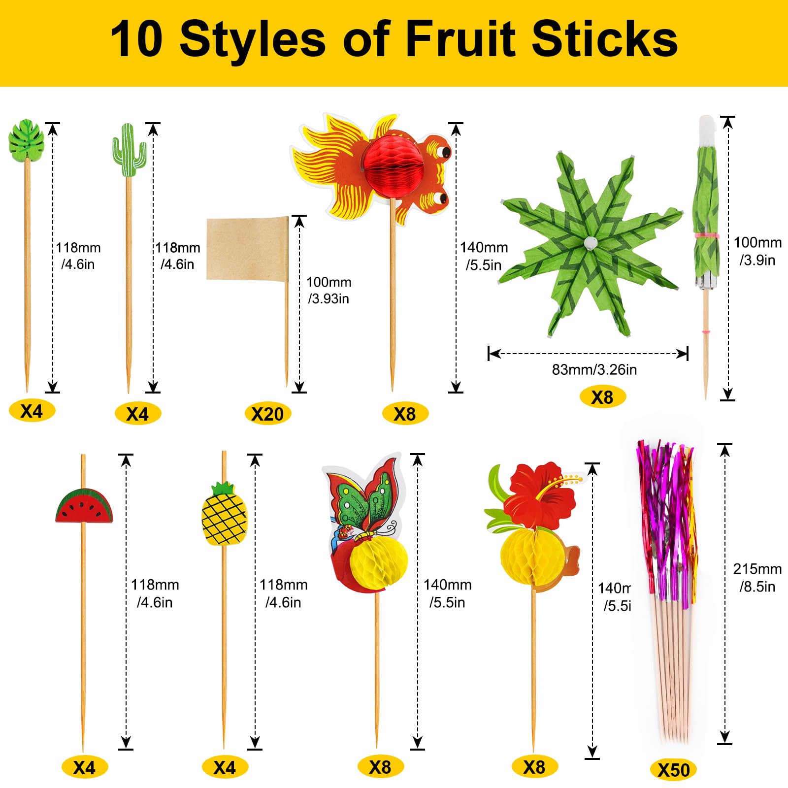Ysimple 168 Pcs Cocktail Accessories for Drinks Reusable Cocktail Party Decorations with Cocktail Umbrella Sparklers Cocktail Straws Sticks for Festival Hawaiian Party Decorations - Image 2