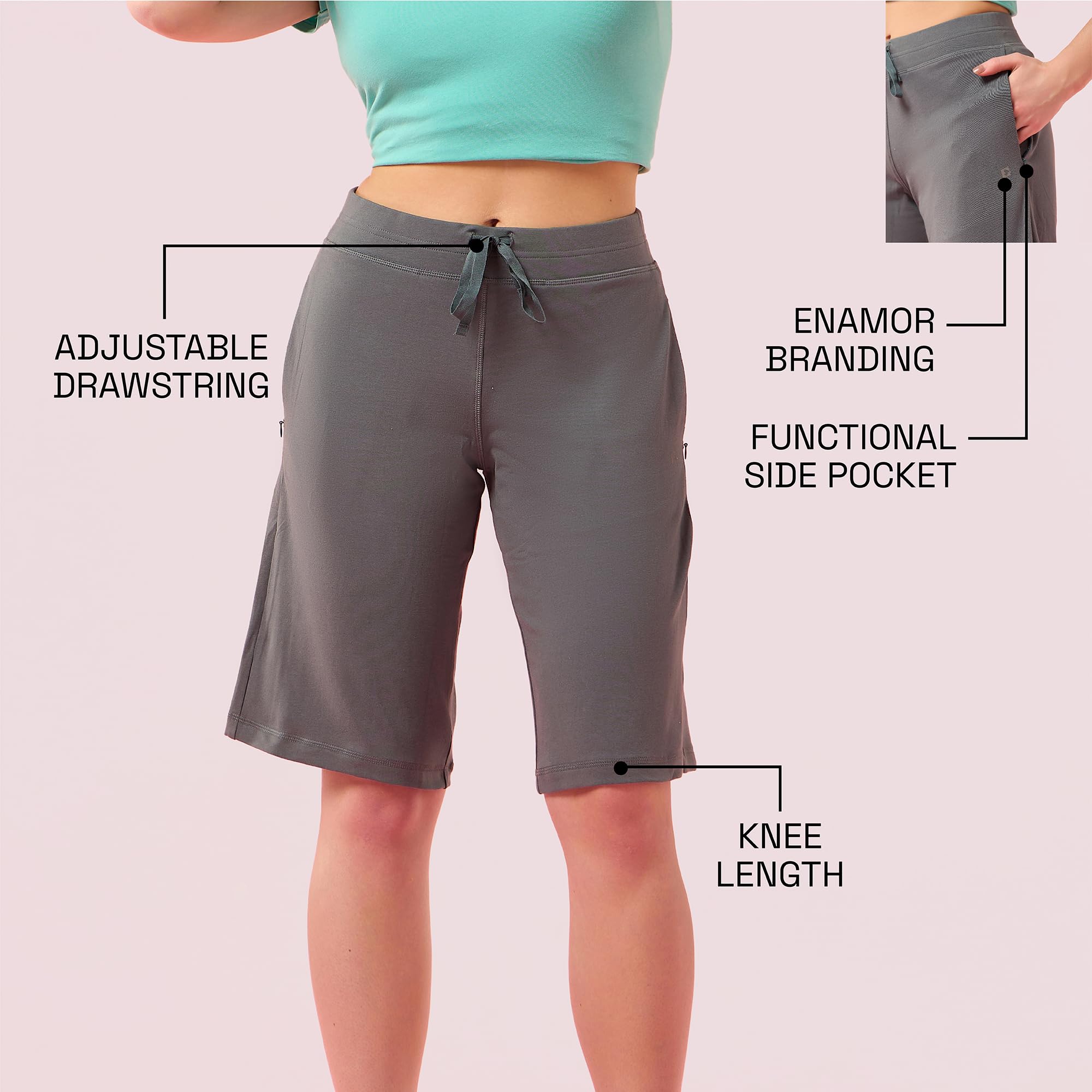 Enamor Women's Boxer Shorts (E044_Cloud Grey_M) - Image 3 thumbnail