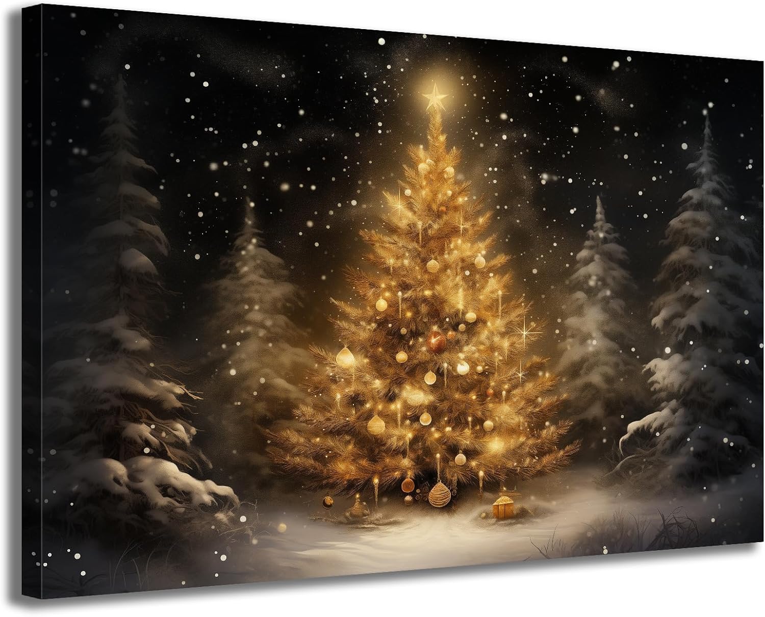 GLOKAKA Christmas Tree Wall Decor Lighted Christmas Tree Canvas Wall