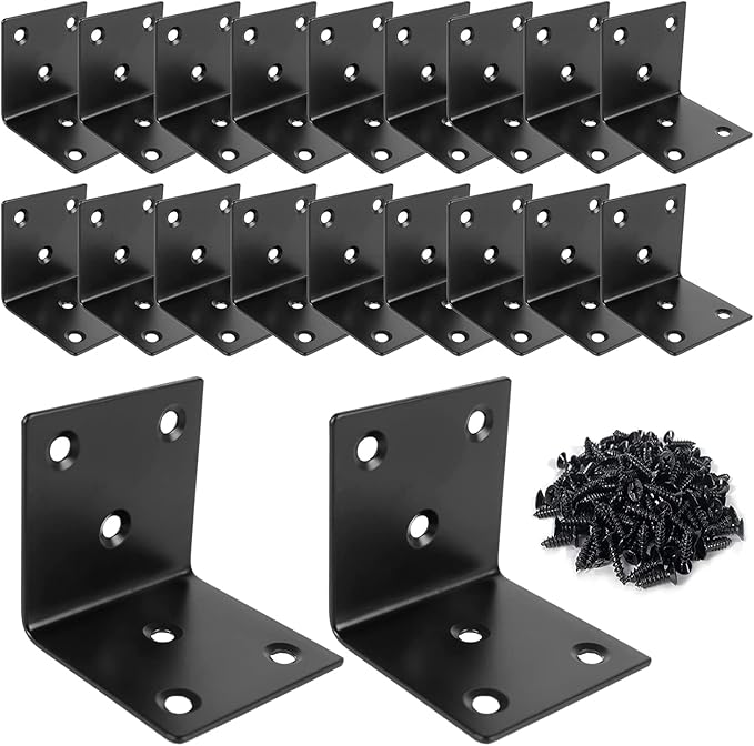 20 PCS Corner Brace L Bracket Heavy Duty Black Corner Bracket ...