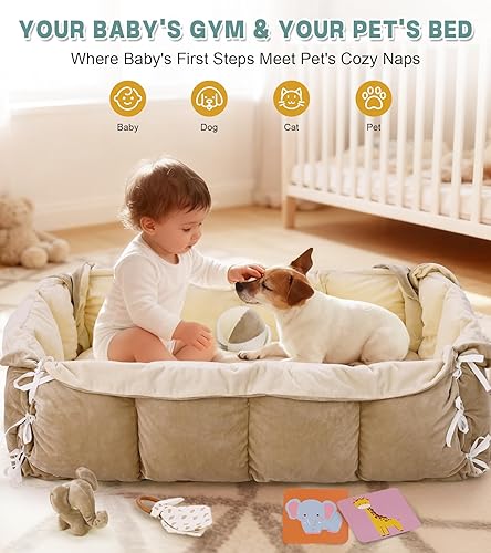 Miniatura 6 de Gimnasio y tapete de juego para bebés, tapete de actividad para el desarrollo del bebé, tapete para el tiempo boca abajo con juguetes sensoriales