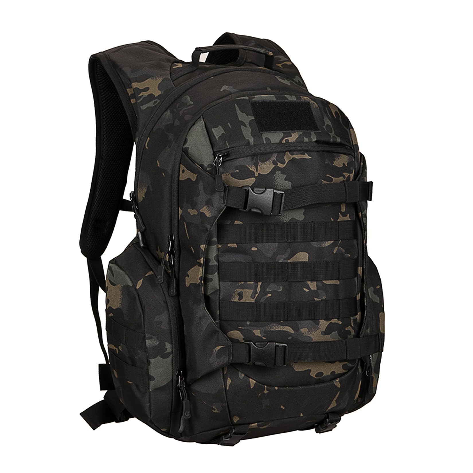 HRTACPAG Tactical Travel Backpack Large Military Tactical Assault Pack, 3 Day Heavy Duty Camping Rucksack, 45L Hiking Bags (Black Camo)