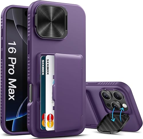 Miniatura 19 de Funda tipo cartera para iPhone 16e con soporte, tarjetero integrado y funda para cámara, protección contra caídas de grado militar a prueba de