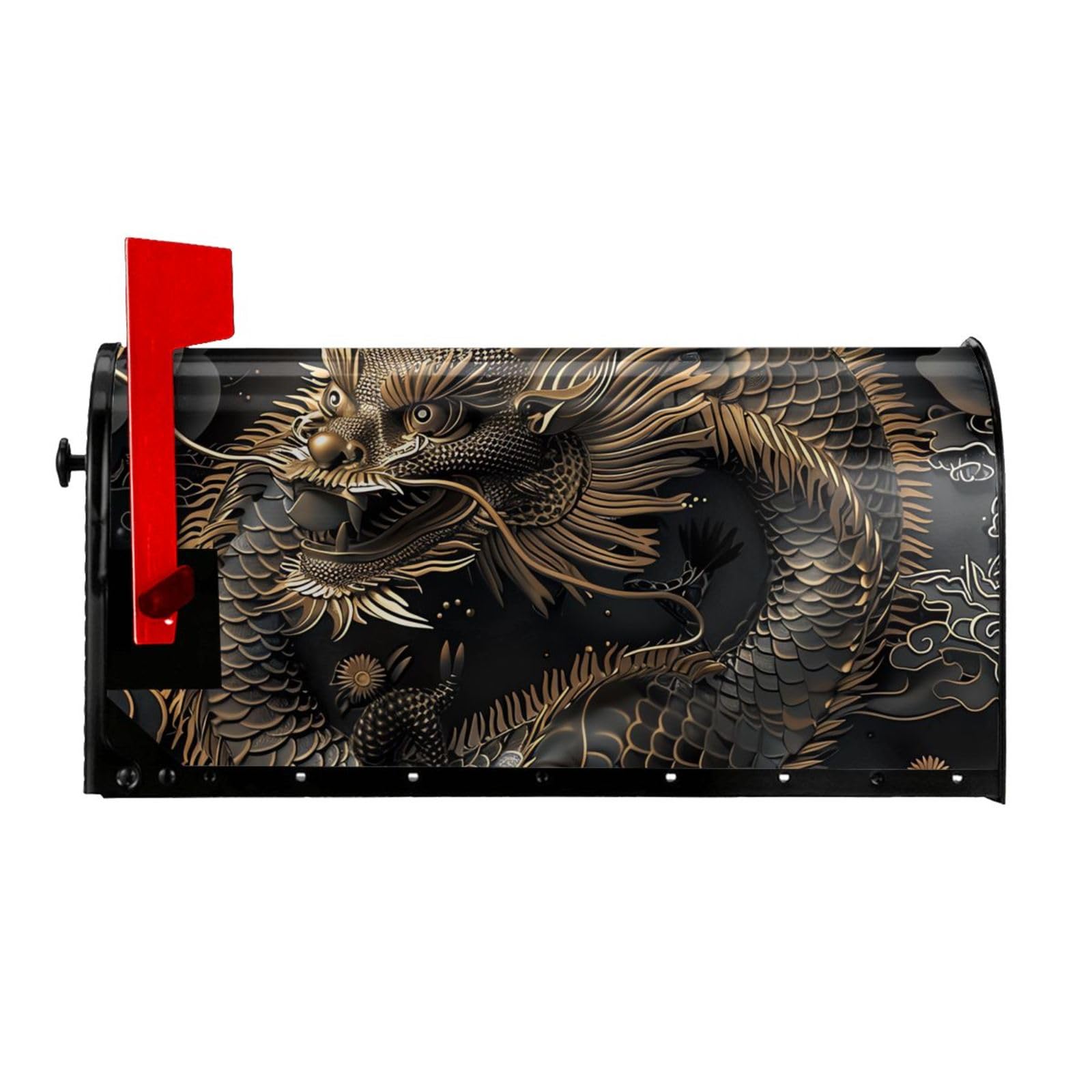 Housse de boîte aux lettres dragon chinois décorative pour jardin 64,8x53,3 cm