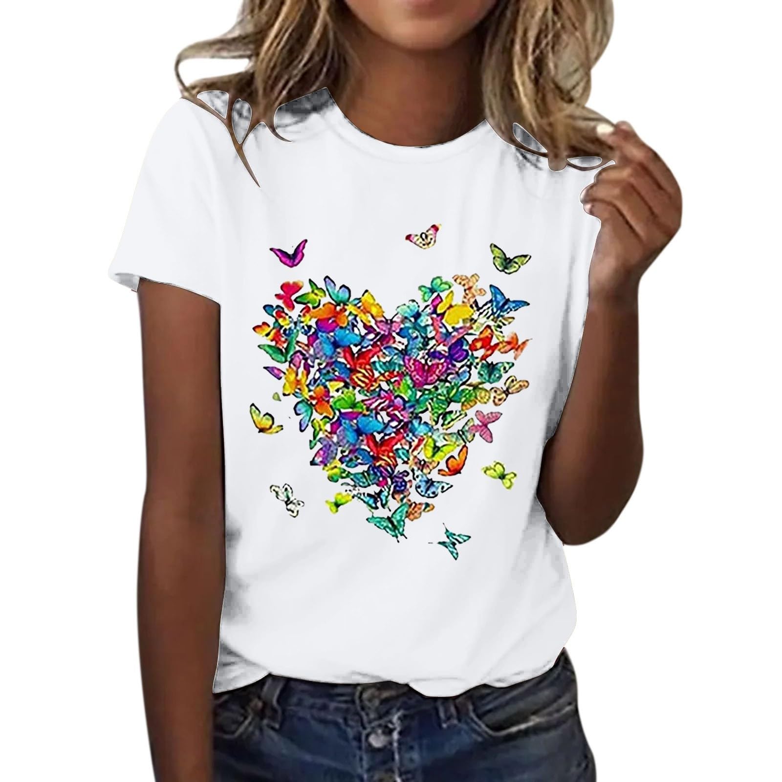 T-shirt Semplice Senza Marca T-Shirt Donna Basic Manica Corta - Collo Tondo, Taglia M, Top Comodo Per Tutti I Giorni Maglietta Collo Tondo Taglia M