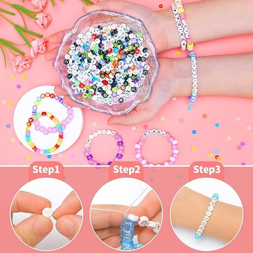 Miniatura 5 de Praisebank 1350 cuentas de letras redondas de 0.157 x 0.27 pulgadas (blanco sobre negro), cuentas redondas del alfabeto, cuentas para hacer joyas,