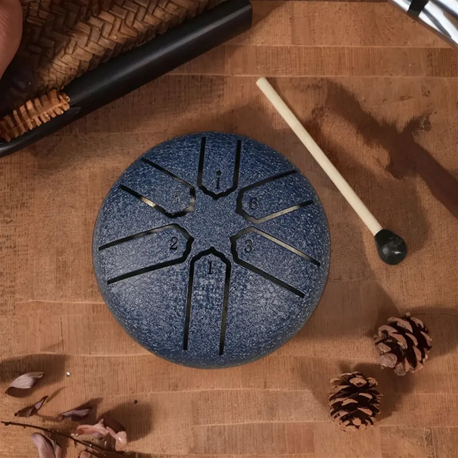 Bębny Hand Pan dla dorosłych, bęben deszczowy 3 cale, 6 nut, stalowy bęben językowy, miniaturowy bęben Hand Pan, bęben eteryczny, bęben do medytacji i jogi, instrumenty perkusyjne (jasnoniebieski)
