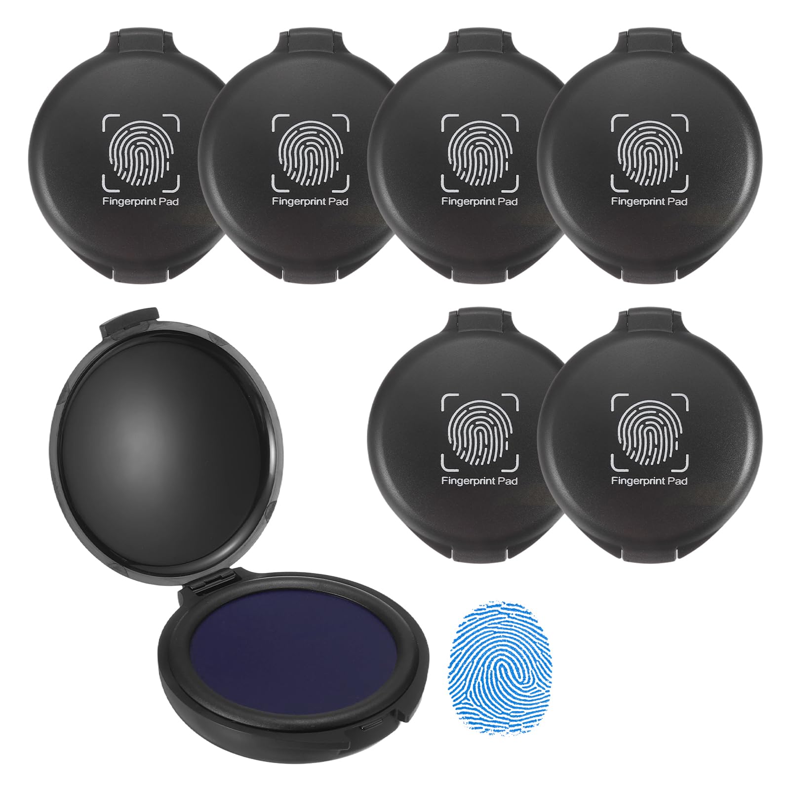 PATIKIL Fingerprint Ink Pads, 6Pcs Thumbprint Ink Pad Quick-Drying & Portable for Notary Stamp Office Supplies Identification ID Security Enforcement Fingerprints, Blue