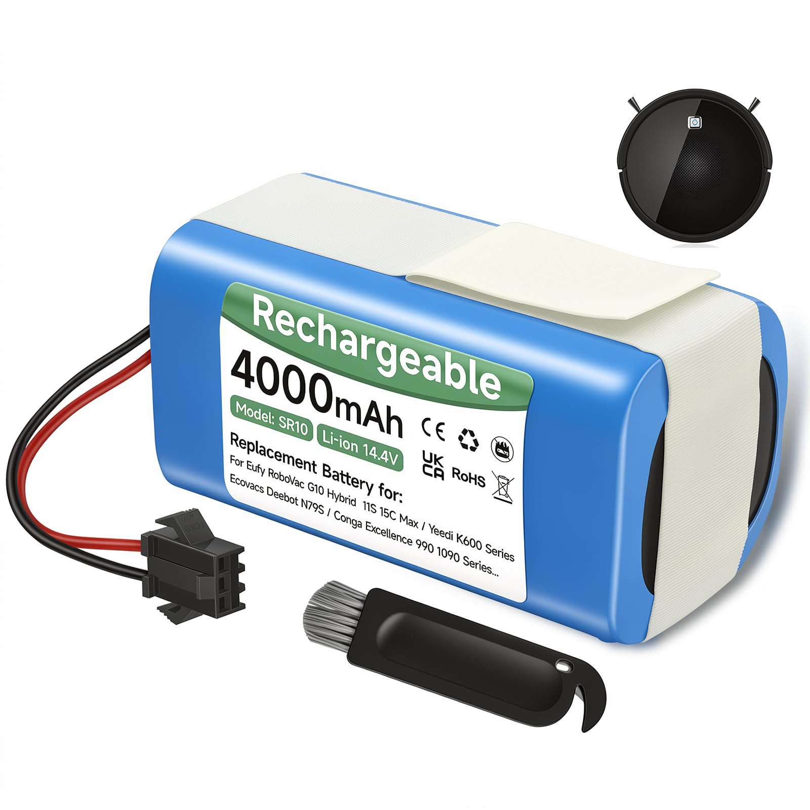 4000 mAh 14.4 V Replacement Battery for Venga RVC 3000, Lubluelu SL60D/SL61, Medion X20 SW+, Bagotte BG600/BG700, Proscenic 850T, Tesvor X500/S6/S4/S3, Eufy RoboVac 11s/30c/G10 Battery-image-40