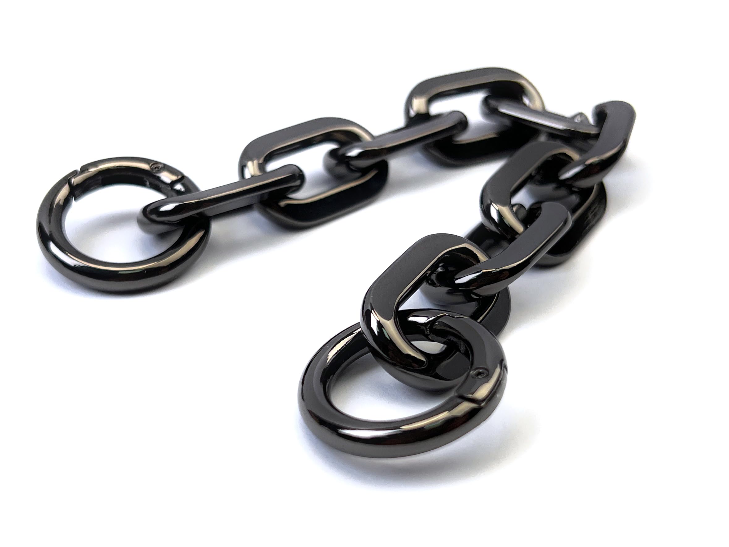 Gunmetal Black Heavy Chunky Purse Chain Strap Replacement with Spring O Rings 8 Inch Detachable Statement Link Chain Charm Extension Upgrade for Handbags-image-5