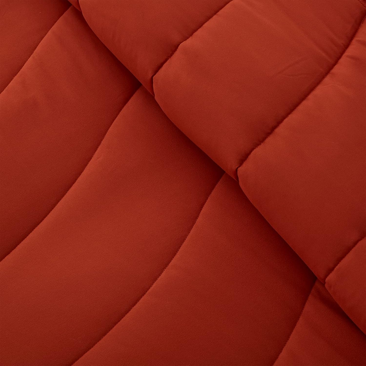 NexHome Lightweight Comforter Twin Size, Soft Down Alternative Solid Comforter, Thin Microfiber Reversible Bedding Comforter for All Seasons (Twin, Umber-Stripe)