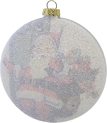 Miniatura 2 de Bethany Lowe Santa Glass Disk Ornamento Vidrio Navidad Claus Entrega Nieve - Un Ornamento 4.0 Pulgadas - Lc2486 - Multicolor