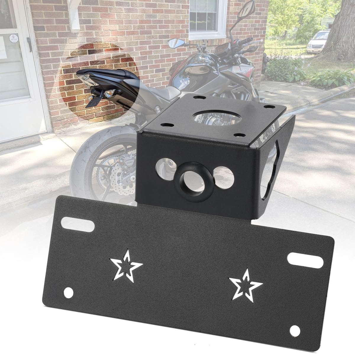 Registration License Plate Frames Holder for Z650 Ninja 650 ZX650 2017 2018 2019 2020 2021 2022 2023 Motorcycle Tail Tidy Fender Eliminator Bracket Mount, Compatible with OEM/Stock Turn Signal