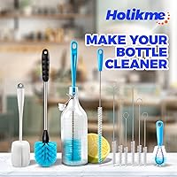 Vista 7 de Holikme Juego de cepillos para tubos de limpieza de laboratorio con mango largo, limpiador de tazas para lavar botellas de cuello estrecho