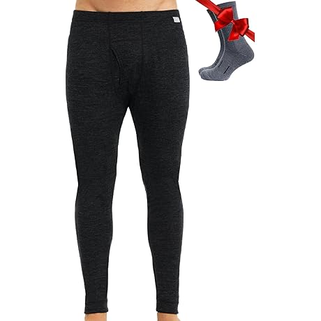 Merino Wool 100% Warm Long Underwear Thermal Bottoms for Men