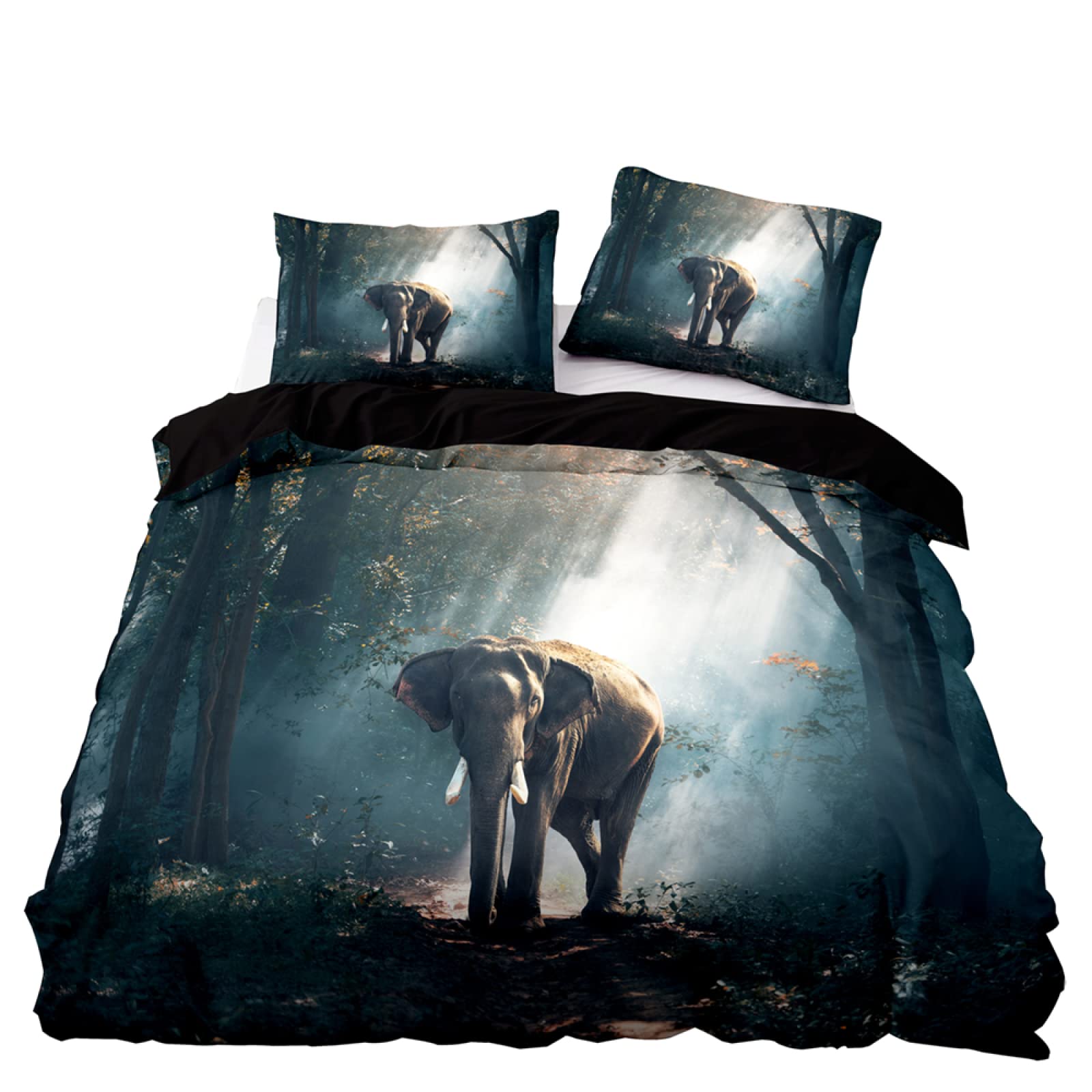Housse de couette 240 x 260 microfibre gris éléphant avec parure de lit 2 taies