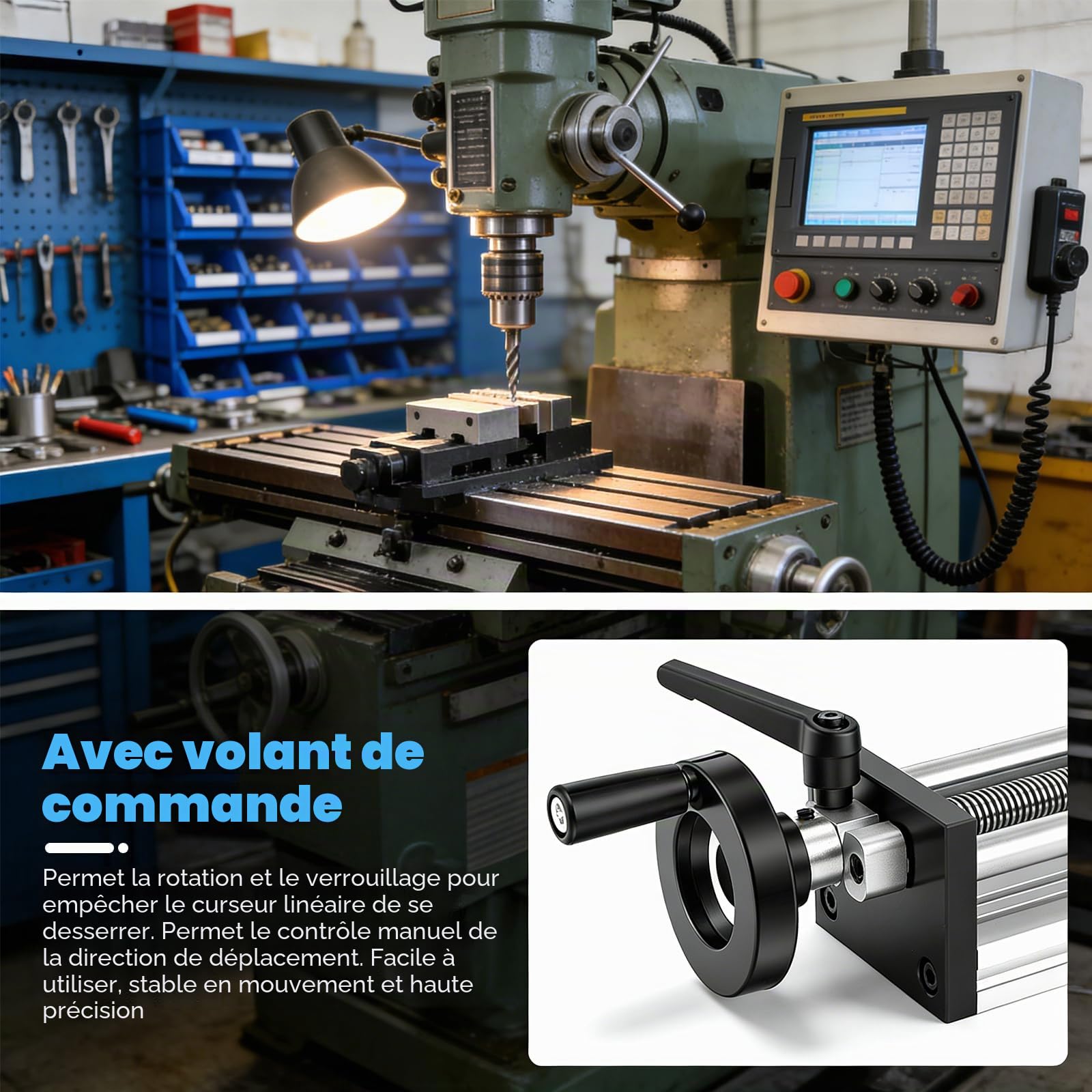 Guidage Linéaire, Rails Linéaires De 200 Mm Guidage Manuel De Haute Précision Avec Volant De Blocage Vis à Billes ±0,05 Mm Table Pour Transformation D'équipements CNC