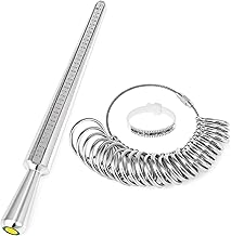 QWORK® Ring Sizer Set, Metal Ring Sizer Set, 41-76 UK EU Sizes Ring Sizer, Ring Measuring Tape