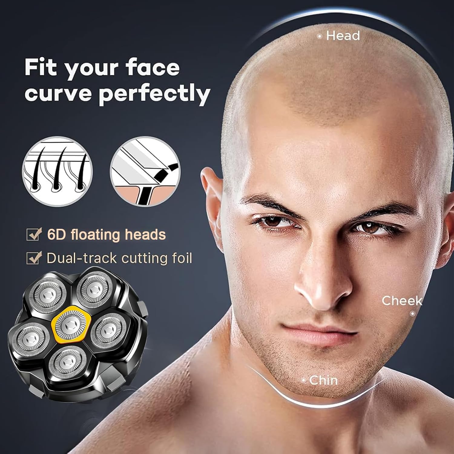6 Blade Magnetic Replacement Shaving Heads Compatible with 6D Blade Head Compatible with Head Shavers for Bald Men,3Pack Travel Size - Image 3