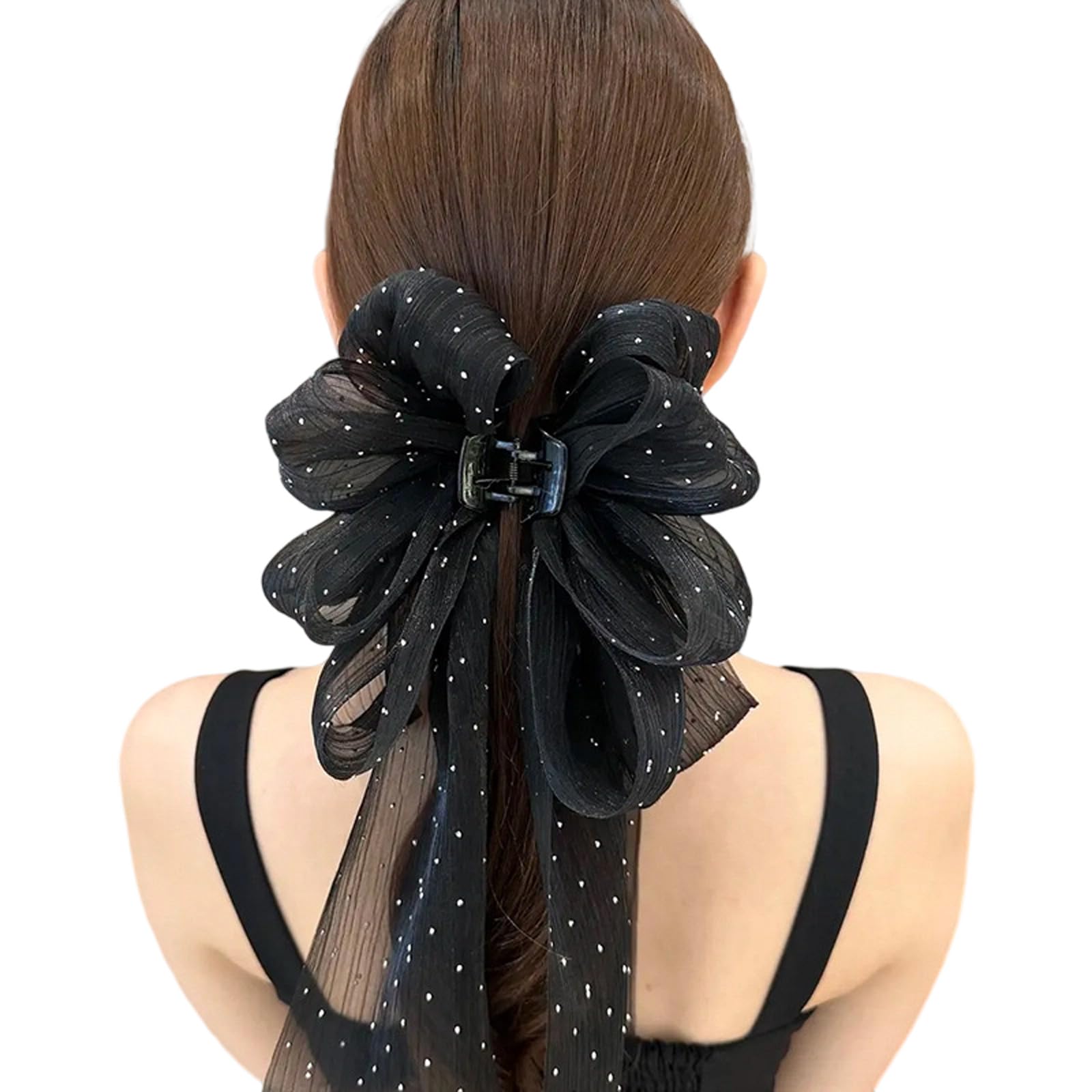 YUXITA Elegant Bows Imitation Pearls Hair Claws Clip Spring Clamp Fashion Hair Accessory For Secure Bun Updo And Daily Use