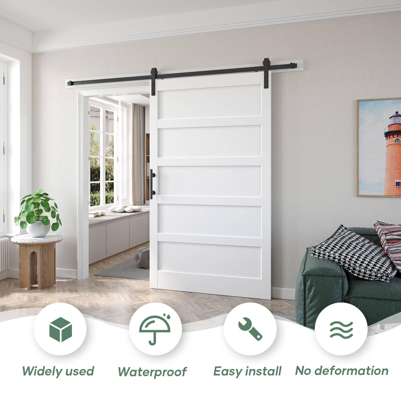 Amazon | Fredbeck 48 x 84インチ ホワイト 納屋のドア 8フィート MDF