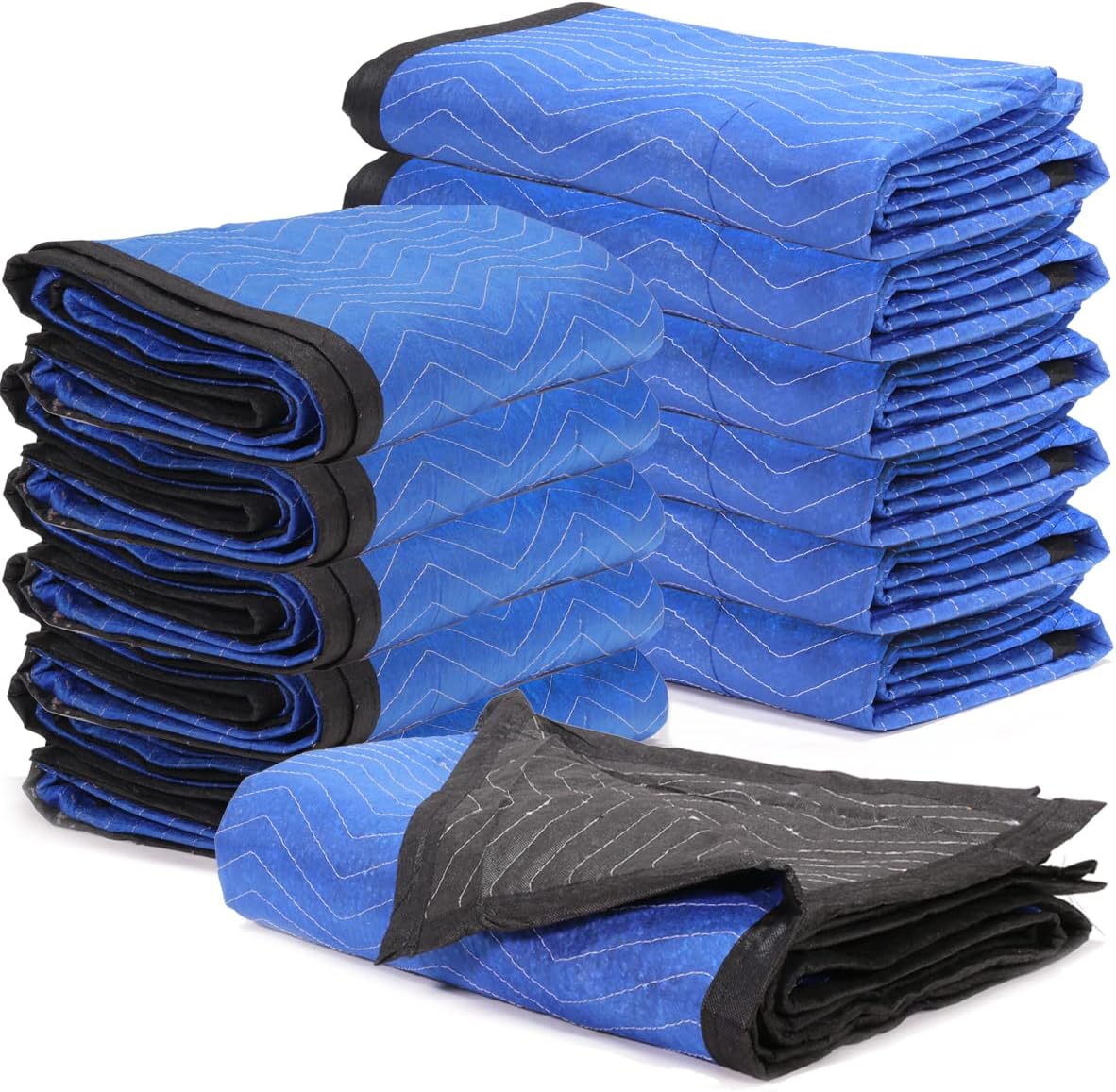 XtremepowerUS 12 Moving Blankets - 80" x 72" (36 lb/dz Weight) - Blue/Black Non-Woven Polyester Material 12 Pack : Tools & Home Improvement