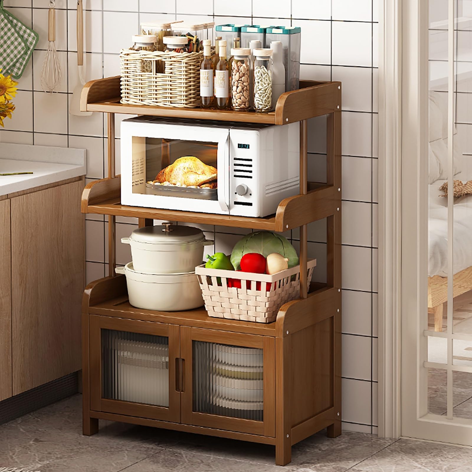 Étagère de rangement pour cuisine et salon meuble micro-ondes gain de place