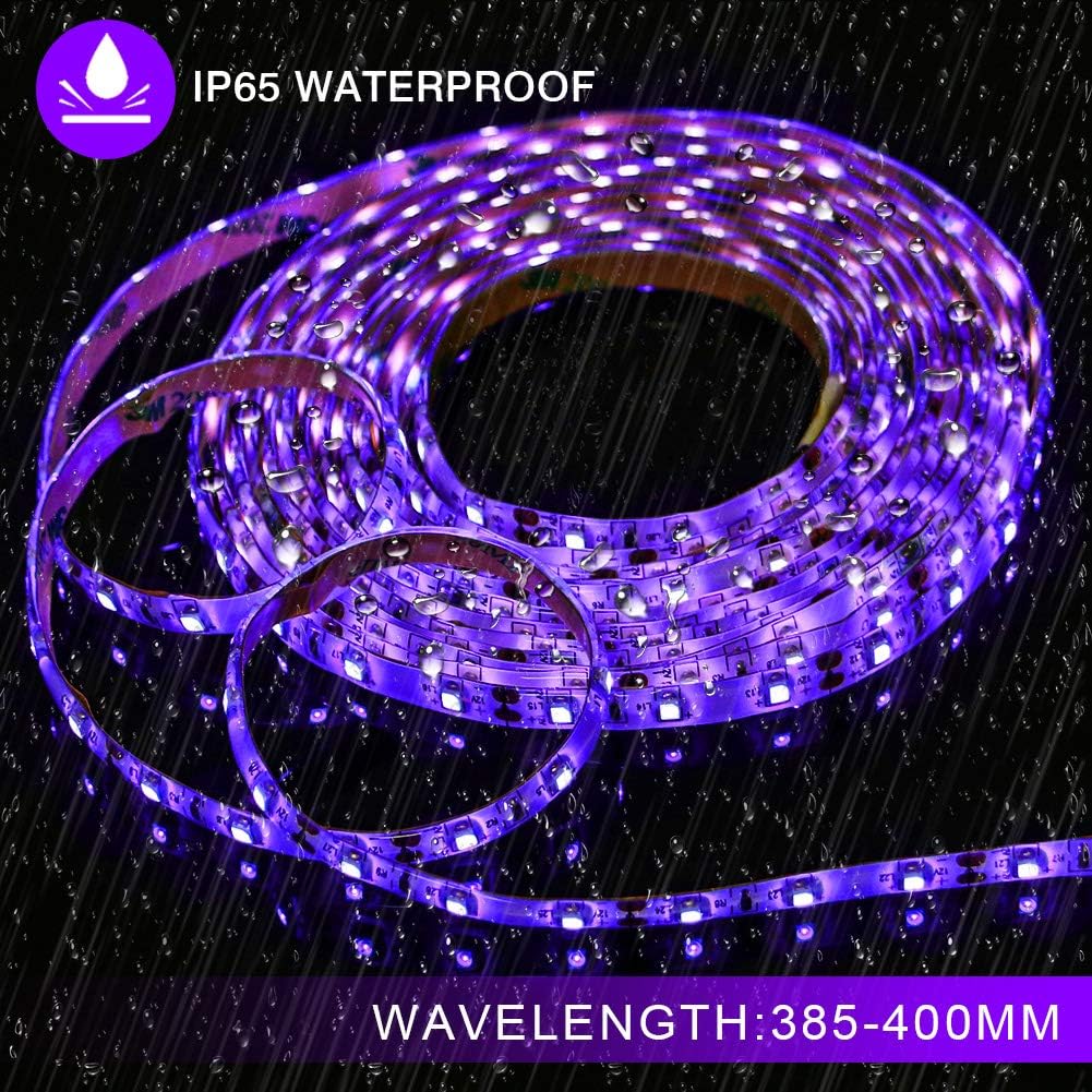 Black Lights Strip 2 Pack, OPPSK Waterproof 33ft/10M 600Units Flexible Black Lights for Glow Party, UV LED Strips for Noen Fluorescent Face Paint, Wedding Christmas Birthday Party Decoration