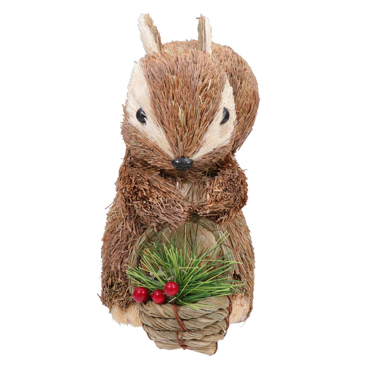 Garneck Christmas Squirrel Figurines With Nut For Home Decor Straw Squirrel Christmas Tree Ornament Table Centerpiece - Image 3