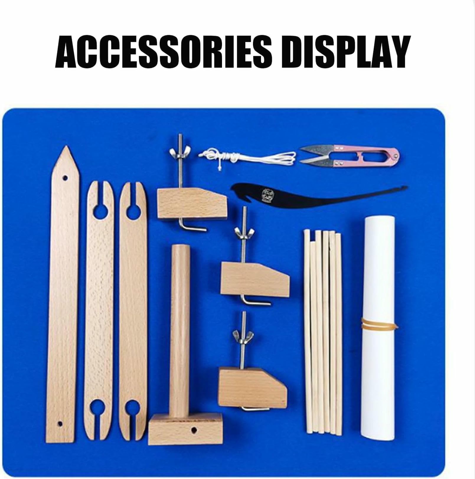 Desktop-Holzwebebrought, Webbreite 20 cm, DIY-Handknochen-Webmaschine, Webrahmen Mit Gemischten Garnen, Für Schals, Taschen, Bänder, Stoffbeutel