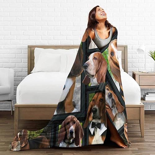 Miniatura 6 de Lovely Basset Hound - Manta con estampado de cachorro ultrasuave para el hogar, manta decorativa para sala de estar, cama, sofá