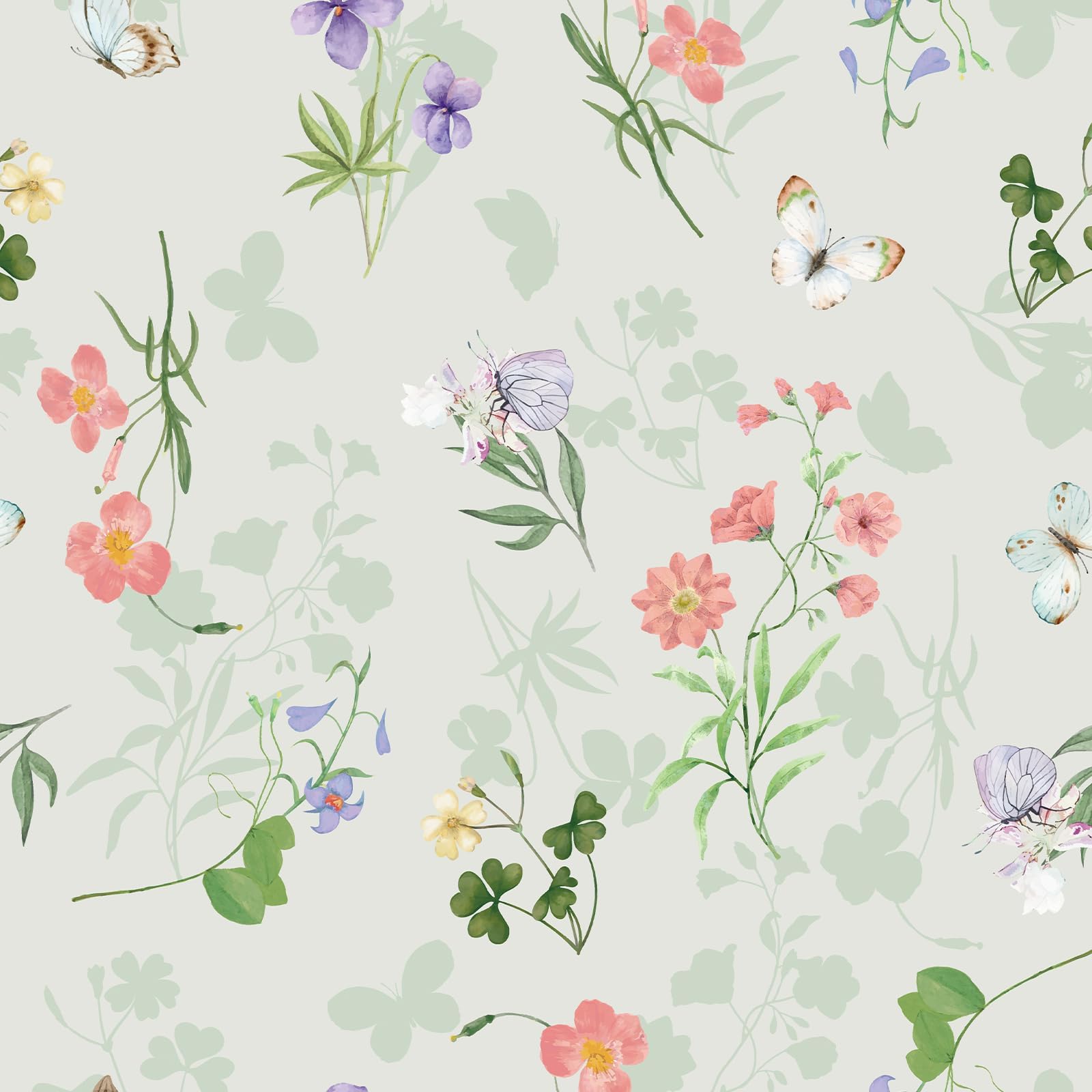 Timeet Vintage Peel and Stick Wallpaper Boho Floral Wallpaper Butterfly Contact Paper Removable Self Adhesive Wall Paper for Bedroom Bathroom Shelf Cabinet Wall Decor 17.3"x 80"