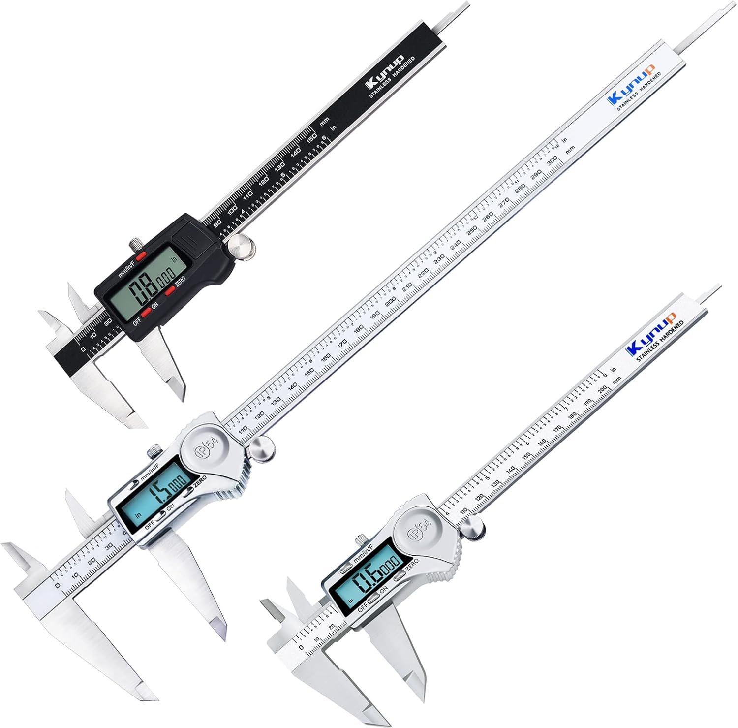 Kynup 0-12 Inch Digital Caliper Calipers Measuring Tool with IP54 Waterproof Protection, Stainless Steel Design (150/300mm)