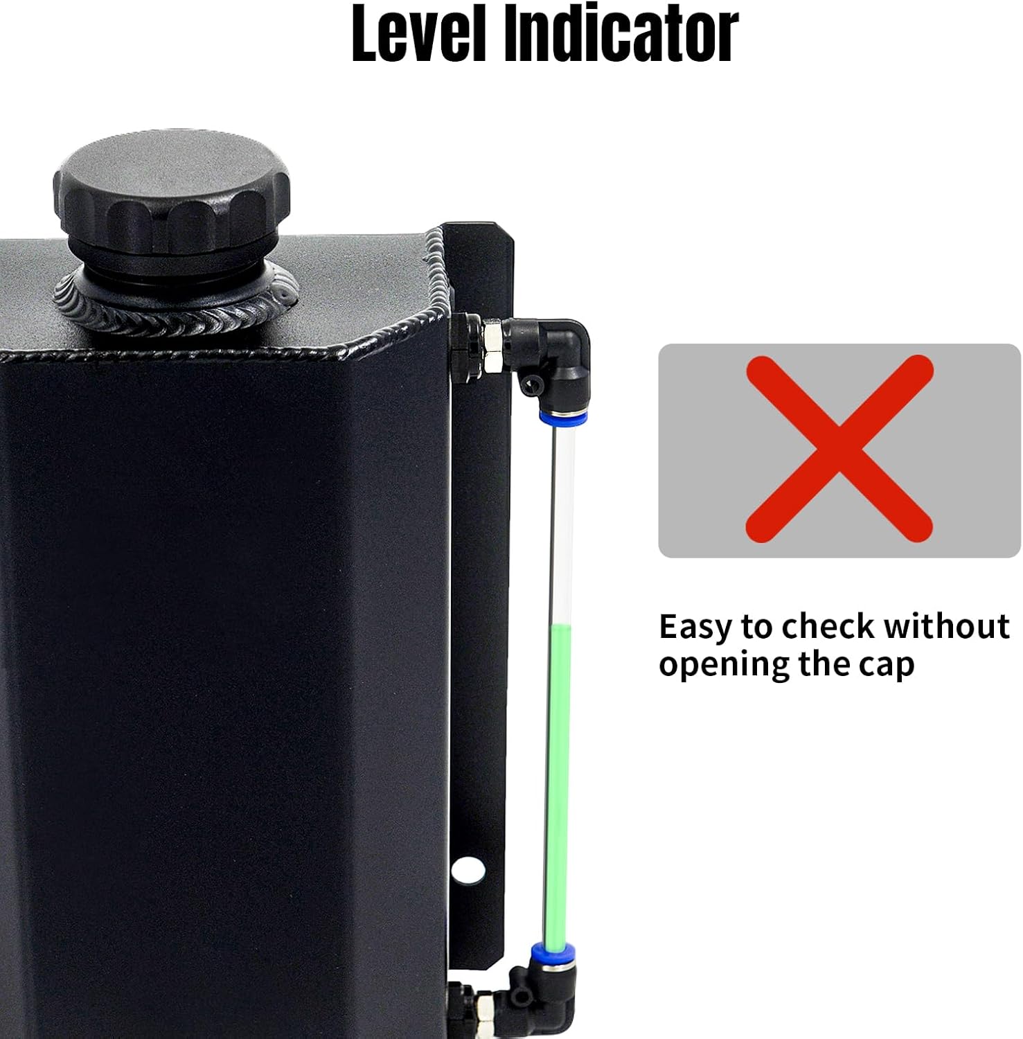 Universal 2L Aluminium Alloy Coolant Radiator Overflow Tank Engine Oil Catch Can Expansion Tank Reservoir Black