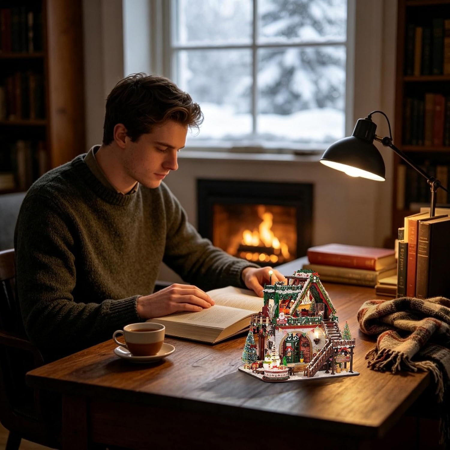 DIY Christmas Miniature House - Holiday Art Craft Kit with Assembly Project
