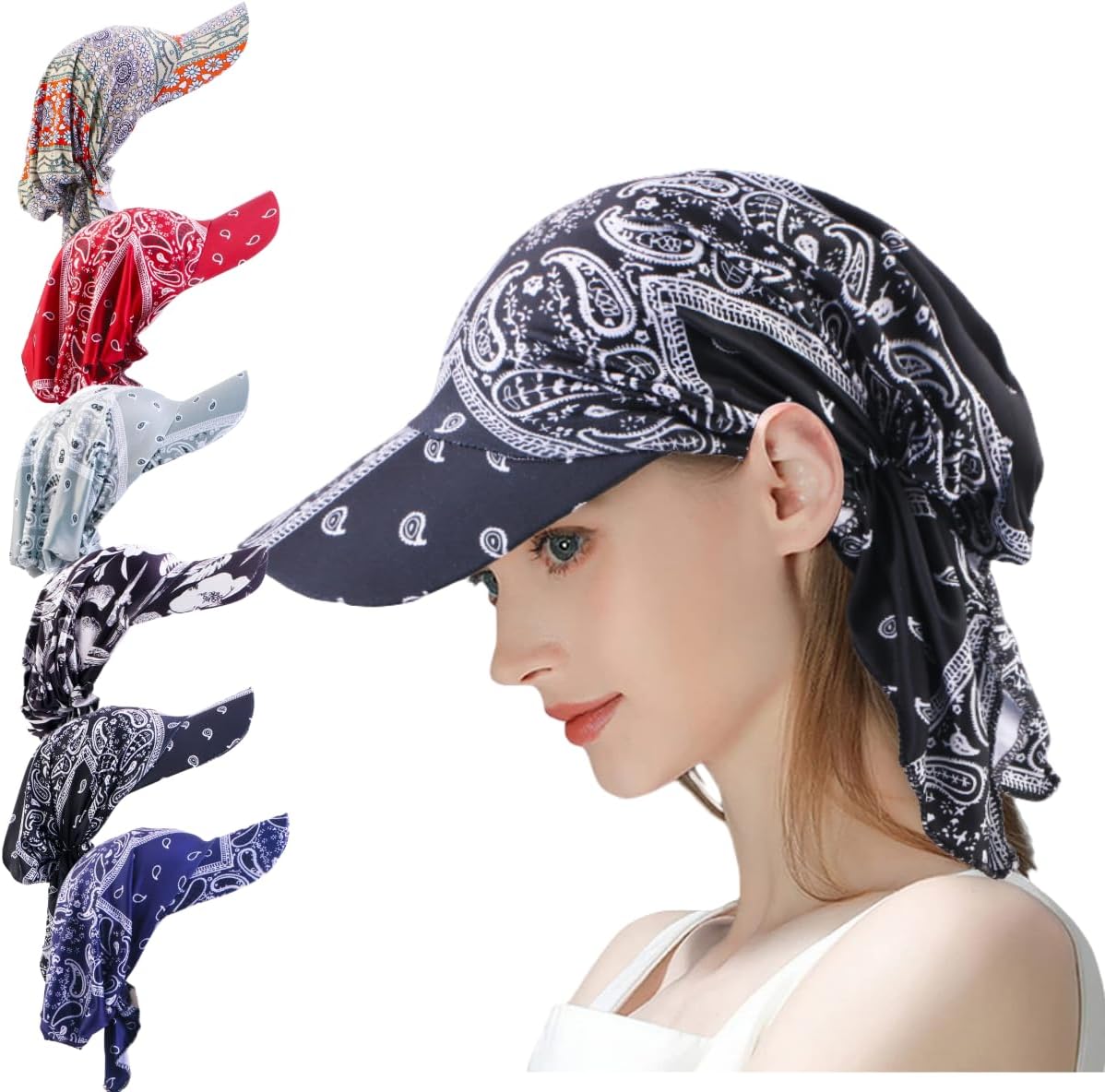 Summer Outdoor Muslim Hijab Turban with Baseball Cap for Women Sun UV Protection Sprot Visor Hat