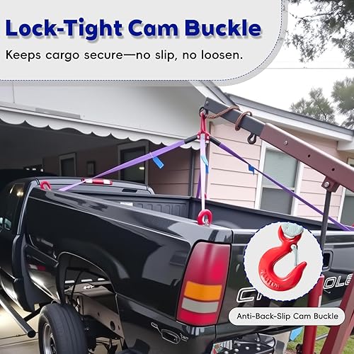 Miniatura 6 de Eslinga de elevación de poliéster de grado industrial de 5 pies (4.9 ft), capacidad de 8,800 libras (4 toneladas), 4 patas, relación de seguridad