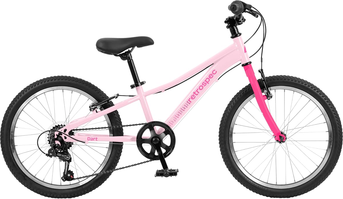 Retrospec Dart Kids Bike - 7-Speed Hybrid Bicycle for Ages 6-11 with 29in All-Season Tires & Shock Absorption - Adjustable Height Youth Bike with V-Brakes & Smooth Gear Shifting