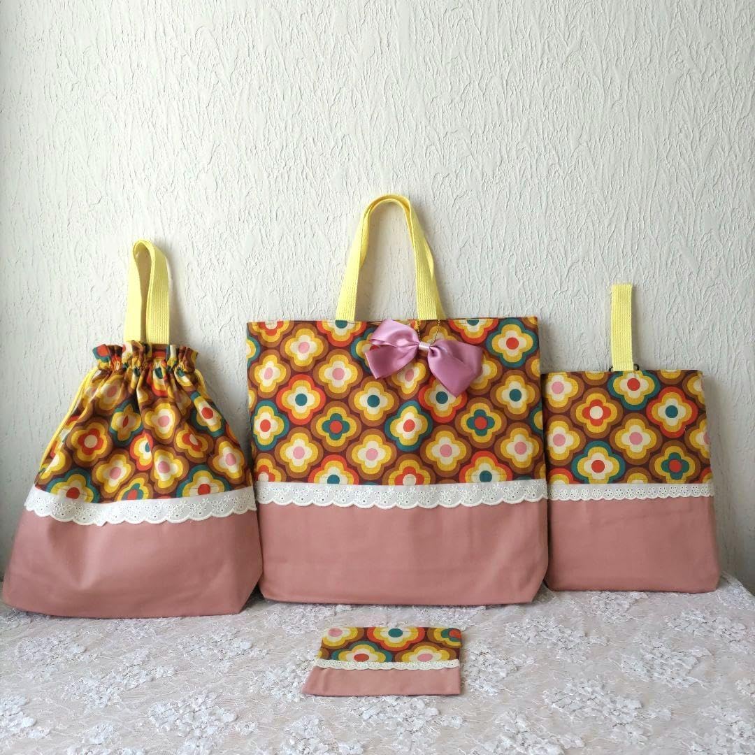 1546】パッチワークのあおりポケット巾着バッグ＊ミナペルホネン 1546