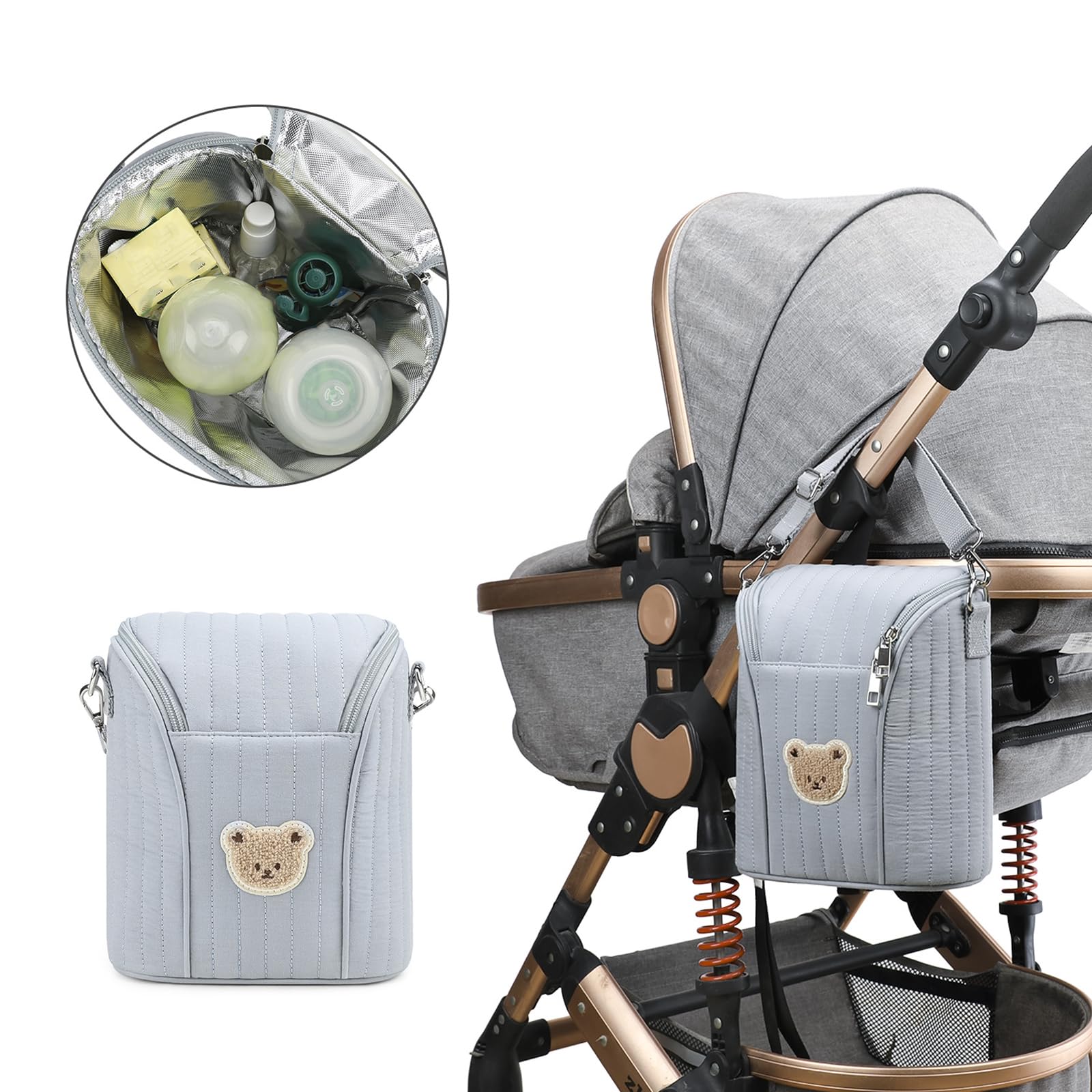 Baby - Bolsa isotérmica reutilizable para Biberón y Leche Maternal Bolsa de almacenamiento portátil para viaje, Azul+5+6, M, Bolsa de almacenamiento